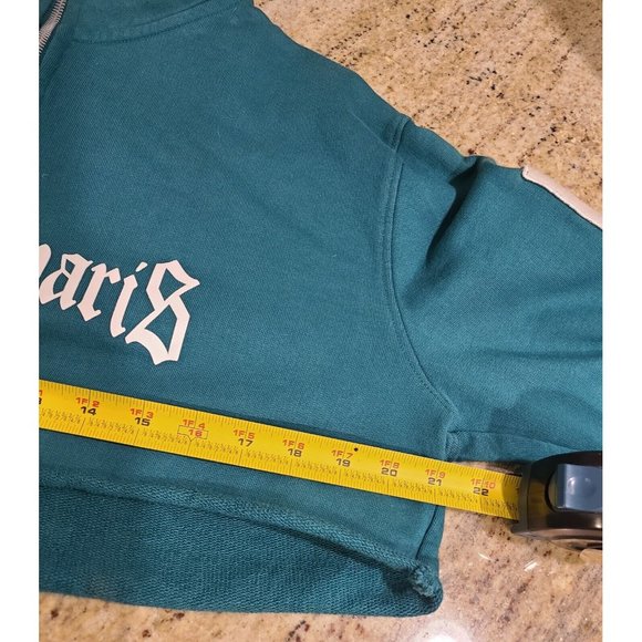 Wasted Paris Size M Cropped 1/4 Zip Green Sweatshirt - Picture 4 of 13